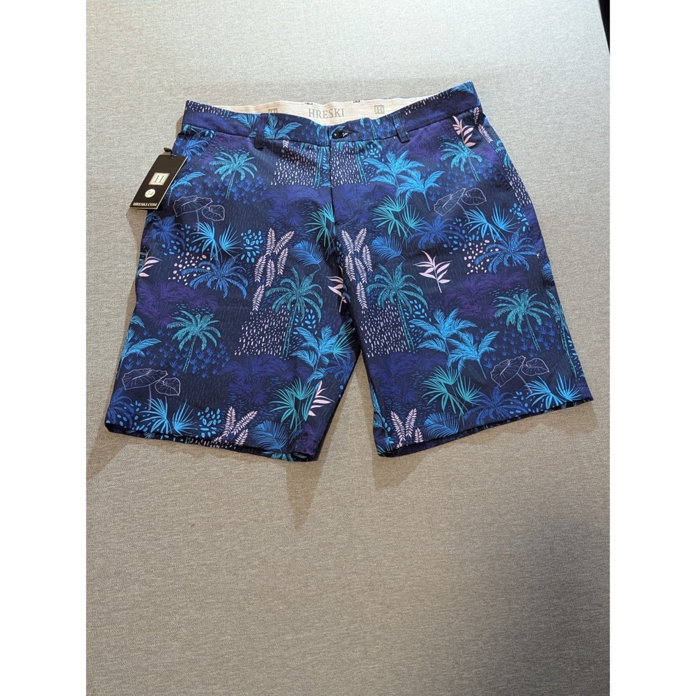 Hareski Lined Swimming Trunks Tropical Palm Trees‎ Size 34 NWT